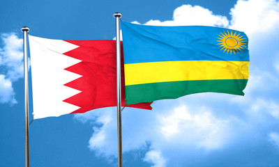 Bahrain flag with rwanda flag, 3D rendering
