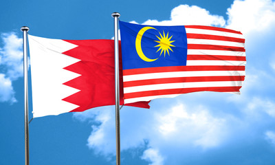 Bahrain flag with Malaysia flag, 3D rendering