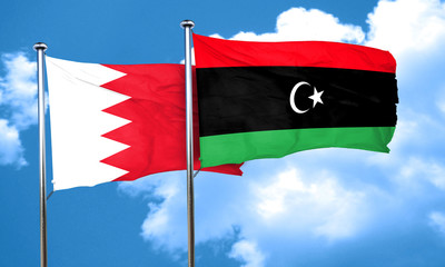 Bahrain flag with Libya flag, 3D rendering