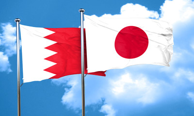 Bahrain flag with Japan flag, 3D rendering