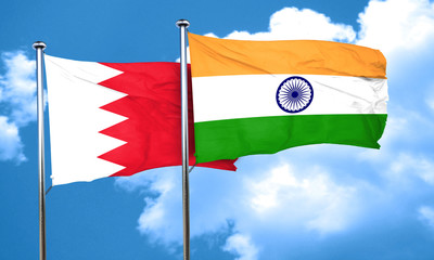 Bahrain flag with India flag, 3D rendering