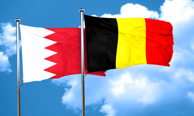 Bahrain flag with Belgium flag, 3D rendering