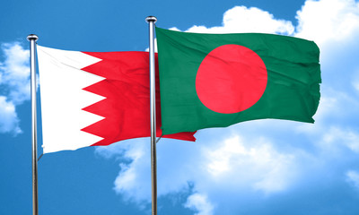 Bahrain flag with Bangladesh flag, 3D rendering