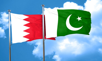 Bahrain flag with Pakistan flag, 3D rendering
