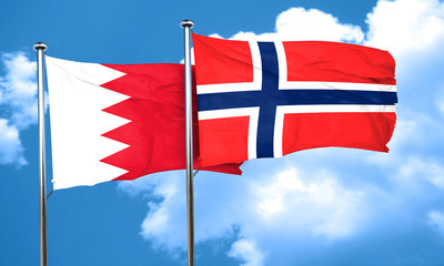 Bahrain flag with Norway flag, 3D rendering
