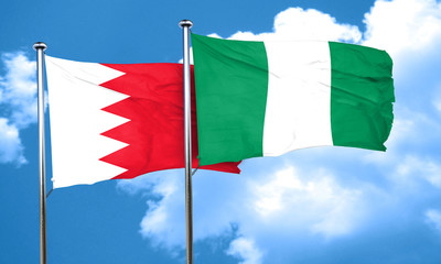 Bahrain flag with Nigeria flag, 3D rendering