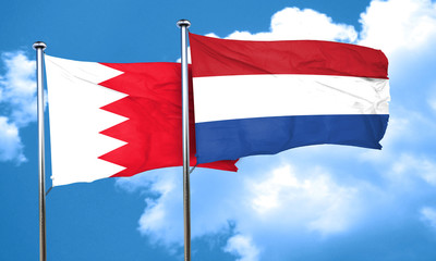 Bahrain flag with Netherlands flag, 3D rendering