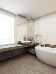 Ванная в жилом доме 3d rendering