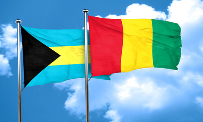 Bahamas flag with Guinea flag, 3D rendering