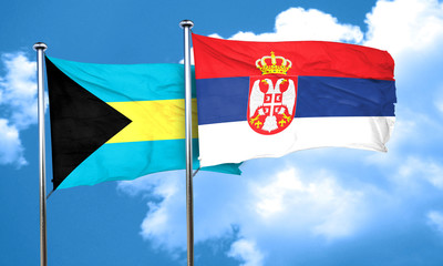 Bahamas flag with Serbia flag, 3D rendering