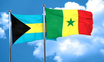 Bahamas flag with Senegal flag, 3D rendering