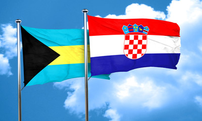 Bahamas flag with Croatia flag, 3D rendering