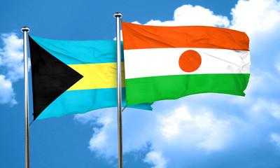 Bahamas flag with Niger flag, 3D rendering