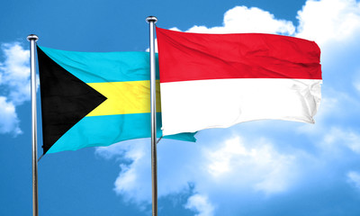 Bahamas flag with Indonesia flag, 3D rendering