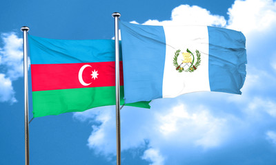 Azerbaijan flag with Guatemala flag, 3D rendering