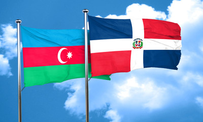 Azerbaijan flag with Dominican Republic flag, 3D rendering