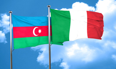 Azerbaijan flag with Italy flag, 3D rendering