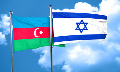 Azerbaijan flag with Israel flag, 3D rendering