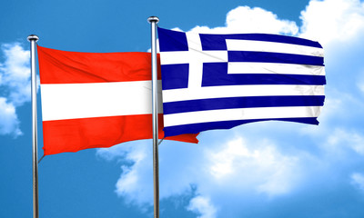 Obraz premium Austria flag with Greece flag, 3D rendering