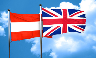 Austria flag with Great Britain flag, 3D rendering