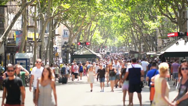 Crowdy street in Barcelona Spain