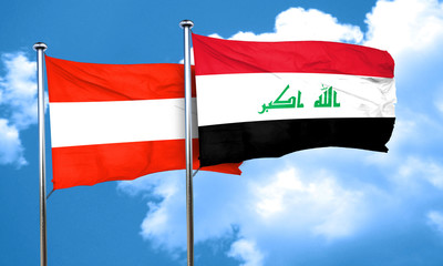 Austria flag with Iraq flag, 3D rendering