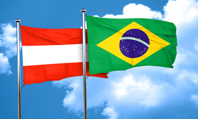 Austria flag with Brazil flag, 3D rendering