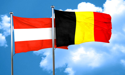 Austria flag with Belgium flag, 3D rendering