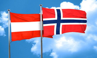 Austria flag with Norway flag, 3D rendering