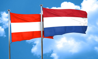 Austria flag with Netherlands flag, 3D rendering