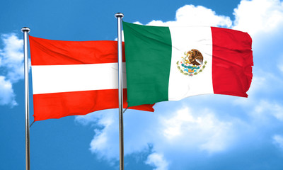 Austria flag with Mexico flag, 3D rendering