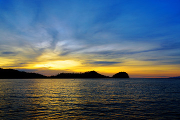 Naklejka na ściany i meble Togean Islands at sunset. Indonesia.