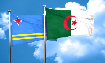 aruba flag with Algeria flag, 3D rendering
