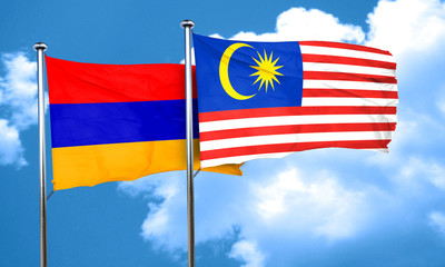 Armenia flag with Malaysia flag, 3D rendering