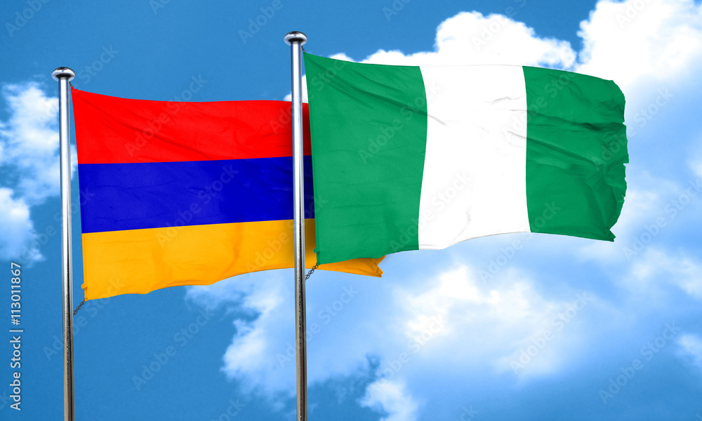 Wall mural armenia flag with nigeria flag, 3d rendering