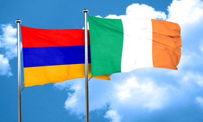 Armenia flag with Ireland flag, 3D rendering