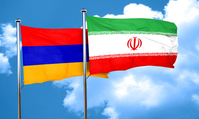 Armenia flag with Iran flag, 3D rendering