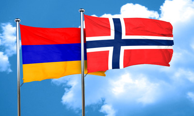 Armenia flag with Norway flag, 3D rendering
