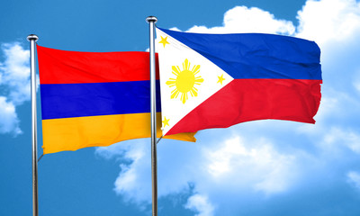 Armenia flag with Philippines flag, 3D rendering