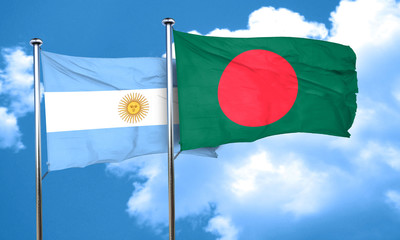 Argentina flag with Bangladesh flag, 3D rendering