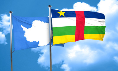 antarctica flag with Central African Republic flag, 3D rendering