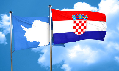antarctica flag with Croatia flag, 3D rendering
