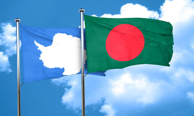 antarctica flag with Bangladesh flag, 3D rendering