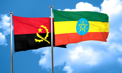 Angola flag with Ethiopia flag, 3D rendering