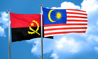 Angola flag with Malaysia flag, 3D rendering
