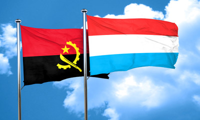 Angola flag with Luxembourg flag, 3D rendering