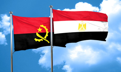 Angola flag with egypt flag, 3D rendering