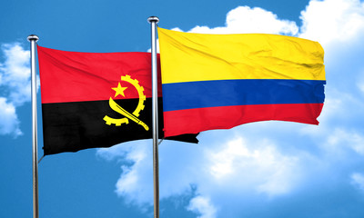 Angola flag with Colombia flag, 3D rendering