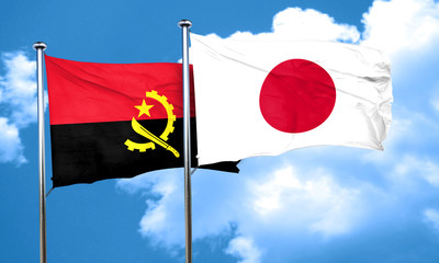 Angola flag with Japan flag, 3D rendering