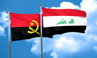 Angola flag with Iraq flag, 3D rendering